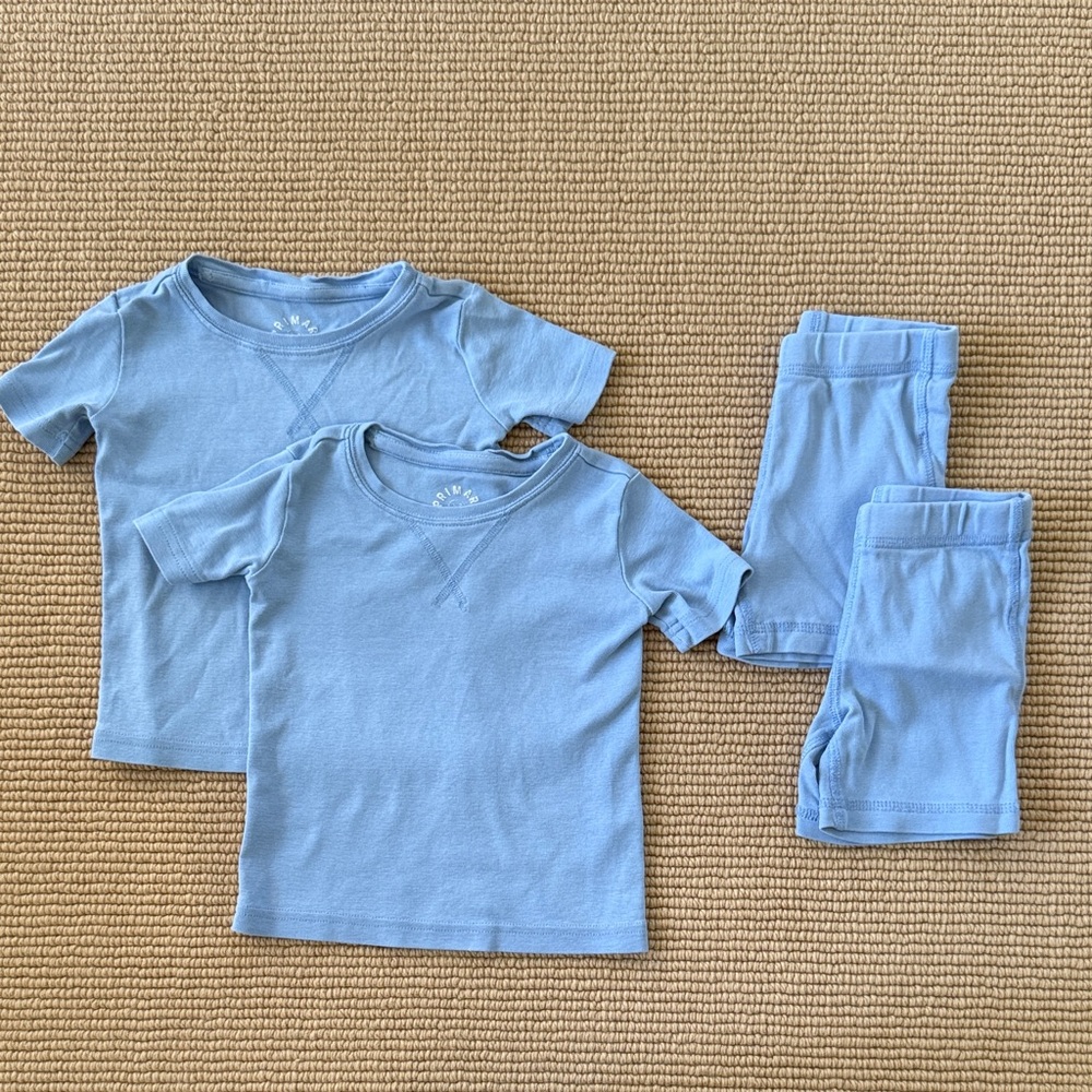 Primary Light Blue short-short pajamas set of 2, size 2-3